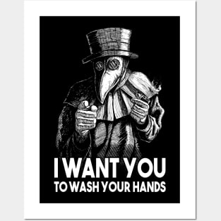 I want you to wash your hands funny dark humor uncle sam plague doctor Posters and Art